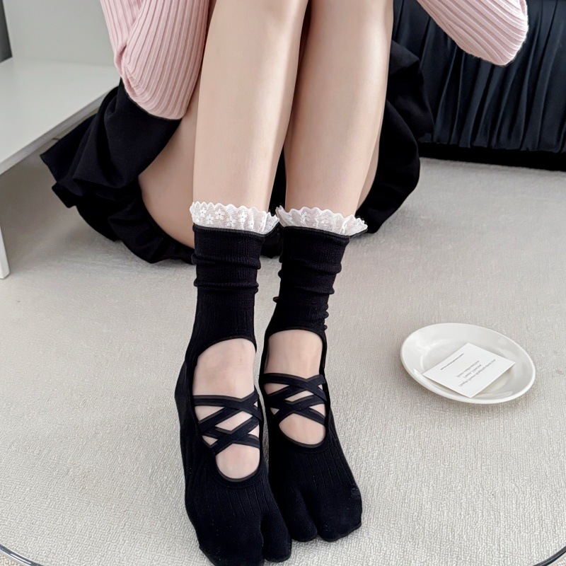 Calcetines de yoga con borde d - Medias Para Pilates Y Yoga reseña y precio