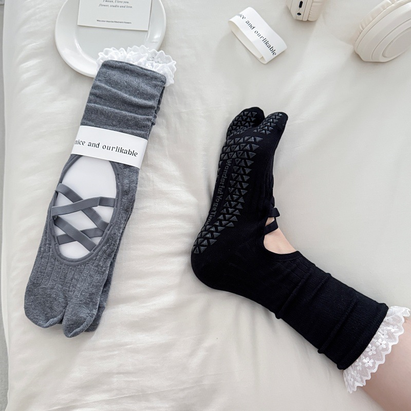 Calcetines de yoga con borde d - Medias Para Pilates Y Yoga reseña y precio